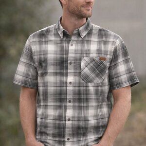 Orvis Shirt Mens L Gray Plaid Short Sleeve Button Up Pocket Casual Lightweight